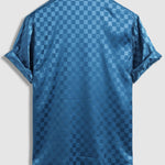 Men's Solid Color Satin Plaid  Casual Short Sleeve Shirt