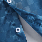 Men's Solid Color Satin Plaid  Casual Short Sleeve Shirt