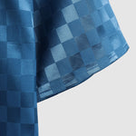 Men's Solid Color Satin Plaid  Casual Short Sleeve Shirt