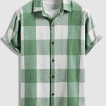 Men's Wool Blend Plaid Casual Short Sleeve Shirt
