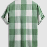 Men's Wool Blend Plaid Casual Short Sleeve Shirt