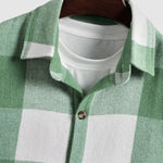 Men's Wool Blend Plaid Casual Short Sleeve Shirt