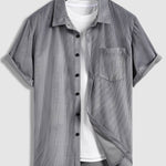 Men's Brushed Corduroy Button-Up Shirt Casual Shorts Set