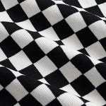 Men's Black and White Checkerboard Corduroy Short Sleeve Shirt