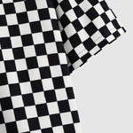 Men's Black and White Checkerboard Corduroy Short Sleeve Shirt
