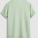 Men's Solid Color Hollow Button Short Sleeve Shirt