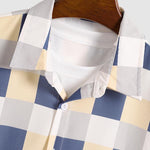 Men's Plaid Print Casual Button-Down Short Sleeve Shirt