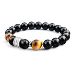 Buddha Stones Natural Black Obsidian Tiger Eye Strength Fulfillment Bracelet
