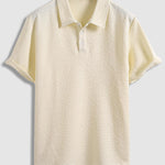 Men's geometric jacquard lapel short sleeve polo shorts set