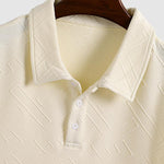 Men's geometric jacquard lapel short sleeve polo shorts set