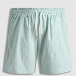 Men's textured short-sleeved shirt casual shorts solid color set