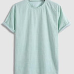 Men's textured casual solid color short-sleeved T-shirt