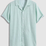 Men's textured Cuban collar casual short-sleeved shirt
