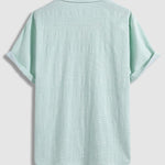 Men's textured short-sleeved shirt casual shorts solid color set