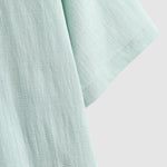 Men's textured Cuban collar casual short-sleeved shirt