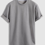 Men's solid color textured casual round neck T-shirt