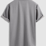 Men's solid color textured casual round neck T-shirt