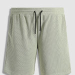 Men's solid color textured fabric casual POLO shorts set