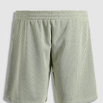 Men's solid color textured lapel polo casual shorts set