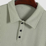 Men's solid color textured fabric casual POLO shorts set