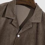Men's Solid Color Textured Cuban Collar Short Sleeve Shirt