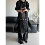 Asymmetric Deconstructed A-line Slit Multi-button Skirt