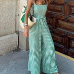 Zeagoo Women's Casual Plaid High Waisted Pants Suspender Jumpsuits Overalls