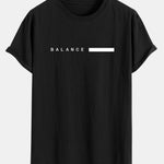 Balance Stripe Print Cotton Arc Hem T-Shirt