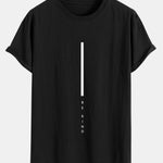 Stripe Be Kind Print Cotton Arc Hem T-Shirt