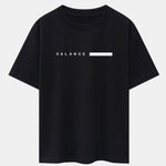 Balance Stripe Print Drop Shoulder Oversize T-Shirt