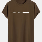 Balance Stripe Print Cotton Arc Hem T-Shirt