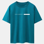 Balance Stripe Print Drop Shoulder Oversize T-Shirt