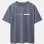 Balance Stripe Print Drop Shoulder Oversize T-Shirt
