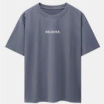 Believer Print Drop Shoulder Oversize T-Shirt