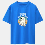 Ghost Slogan Print Drop Shoulder Oversize T-Shirt
