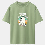 Ghost Slogan Print Drop Shoulder Oversize T-Shirt