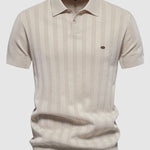 Men's solid color knitted texture casual short-sleeved POLO