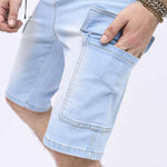 Men  Flap Pocket Side Denim Shorts