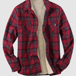 Men's Classic Red Plaid Fleece-lined Thermal Shirt Jacket