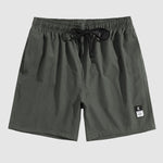 Men's solid color quick-drying drawstring beach swim shorts