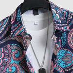 Men's Vintage Paisley Print Short Sleeve Shirt Shorts Set