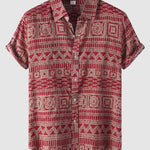 Men's Ethnic Hawaiian Print Casual Short Sleeve Shirt