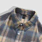 Men's Casual Wool Blend Plaid Button-Down Long Sleeve Shirt
