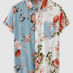 Men's Hawaiian Floral Patchwork Short Sleeve Shirt