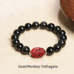 Buddha Stones Chinese Zodiac Natal Buddha Natural Black Obsidian Cinnabar Purification Bracelet (Extra 35% Off | USE CODE: FS35)