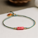 Buddha Stones Handmade Cinnabar As One Wishes Blessing Braid Double Layer Bracelet