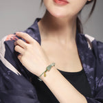 Buddha Stones Natural Hetian Jade PiXiu Luck Fu Character String Bracelet