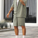Men's Geometric Print Casual Pocket Set