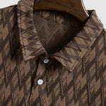 Men's geometric retro lapel polo casual shorts set
