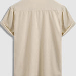 Men's solid color striped terry texture short-sleeved shirt